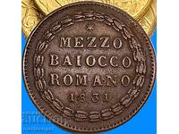Ватикан мецо байоко 1831 Григори XVI 1831-1846 5,27г медна