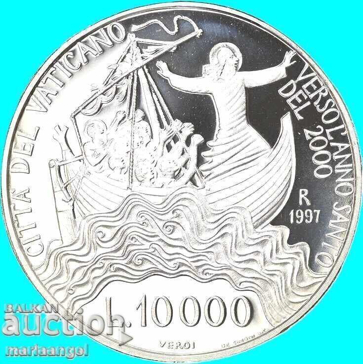 Auction  10000 Lira 1997 Vatican PROOF UNC capsule silver