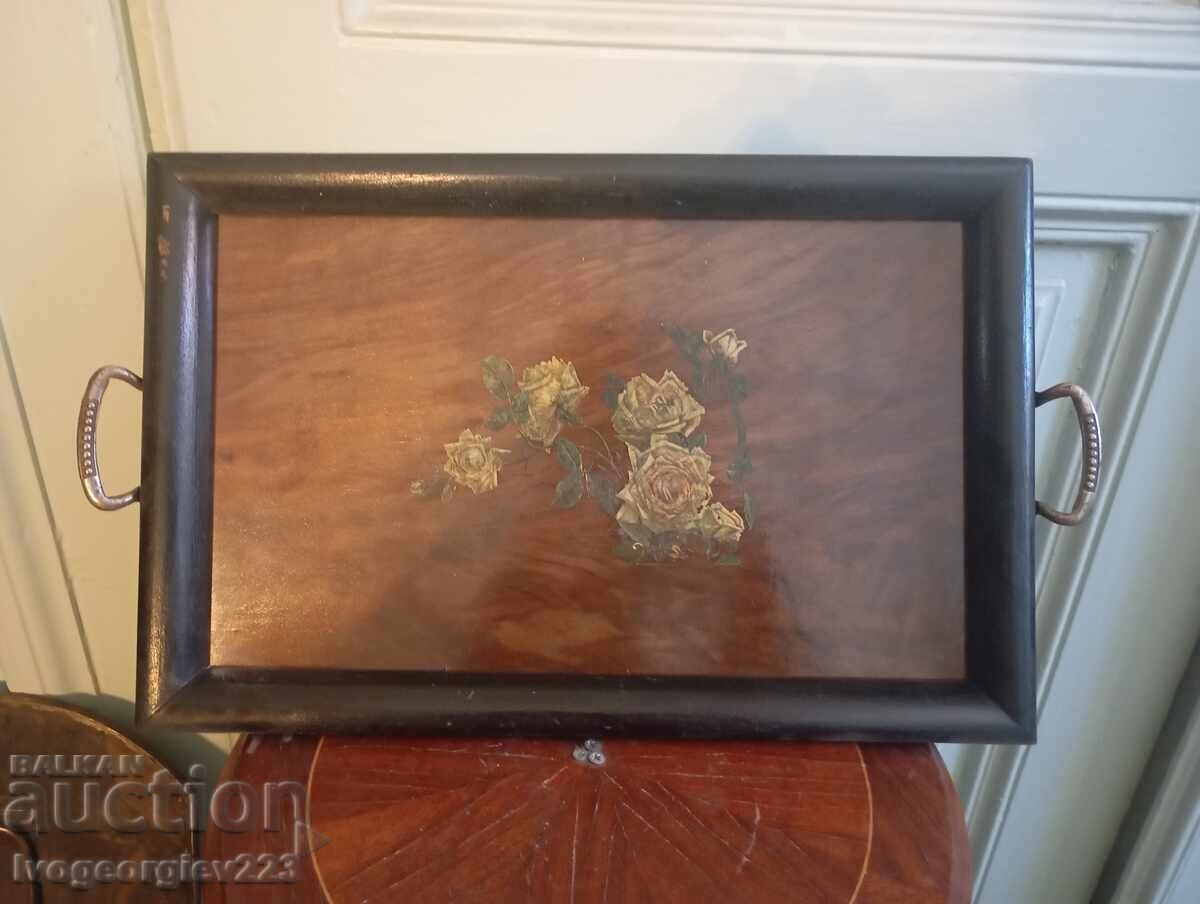 Old wooden tray, serving tray