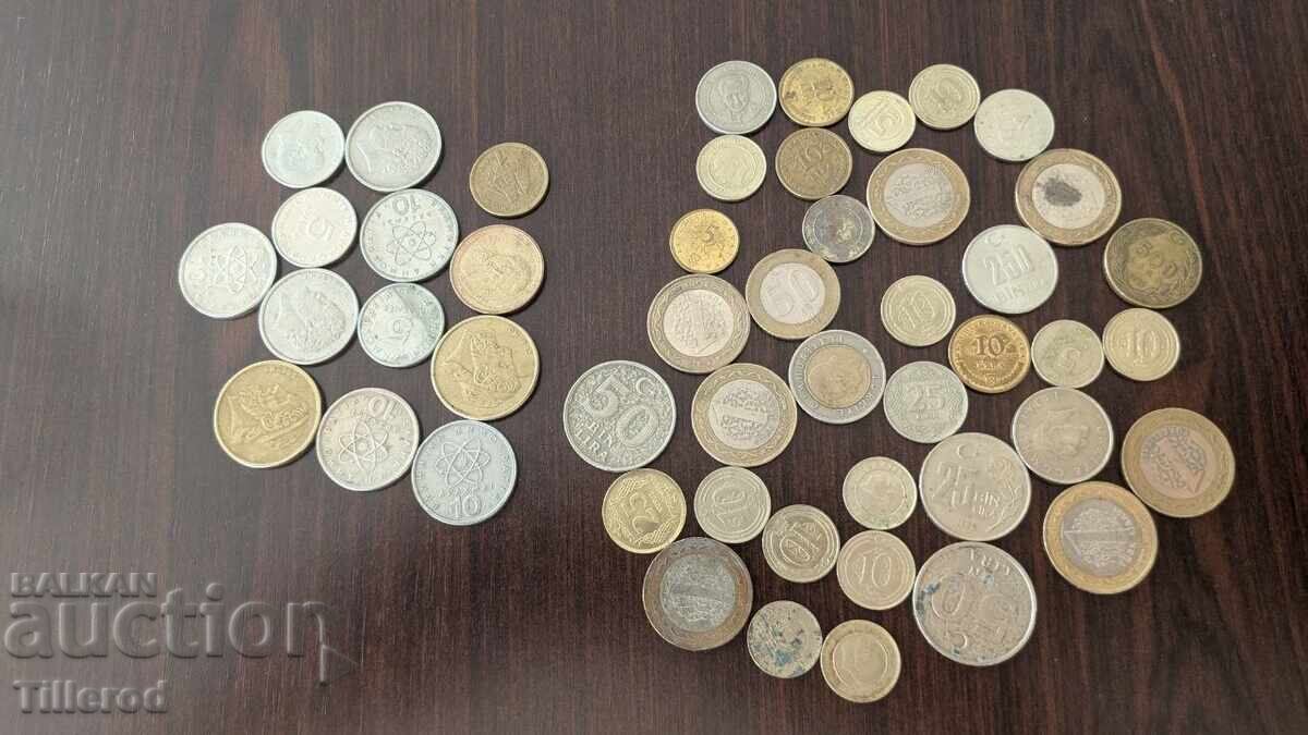 Lot of coins from Greece and Turkey (drachmae, liras, bimetal, Atatürk) Lot of coins from Greece and Turkey (drachmae, liras, bimetal, Atatürk)