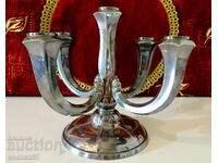 Silver-plated five-arm Art Deco candlestick, hallmarked