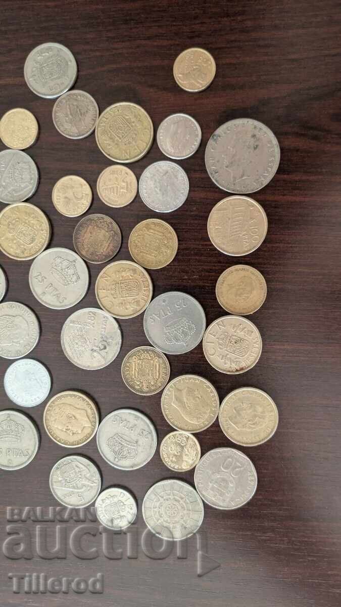Nice lot of coins from Spain and Portugal. About 46 pcs - 6