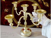Silver-plated five-arm Art Deco candelabra, 23 cm