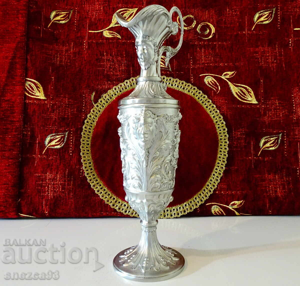 Auction Italian pewter vase, pitcher, candlestick, goblet, masterpiece Auction Italian pewter vase, pitcher, candlestick, goblet, masterpiece