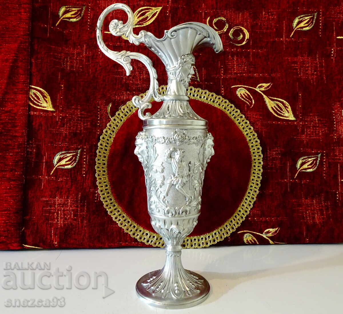 Italian pewter vase, pitcher, candlestick, goblet, masterpiece Italian pewter vase, pitcher, candlestick, goblet, masterpiece