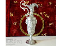 Italian pewter vase, pitcher, candlestick, goblet, masterpiece