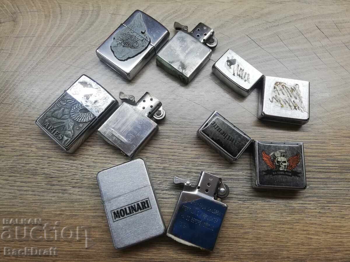 Lot of 5 Zippo Gasoline Lighters, Zippo Harley Davidson - 7 Lot of 5 Zippo Gasoline Lighters, Zippo Harley Davidson - 7