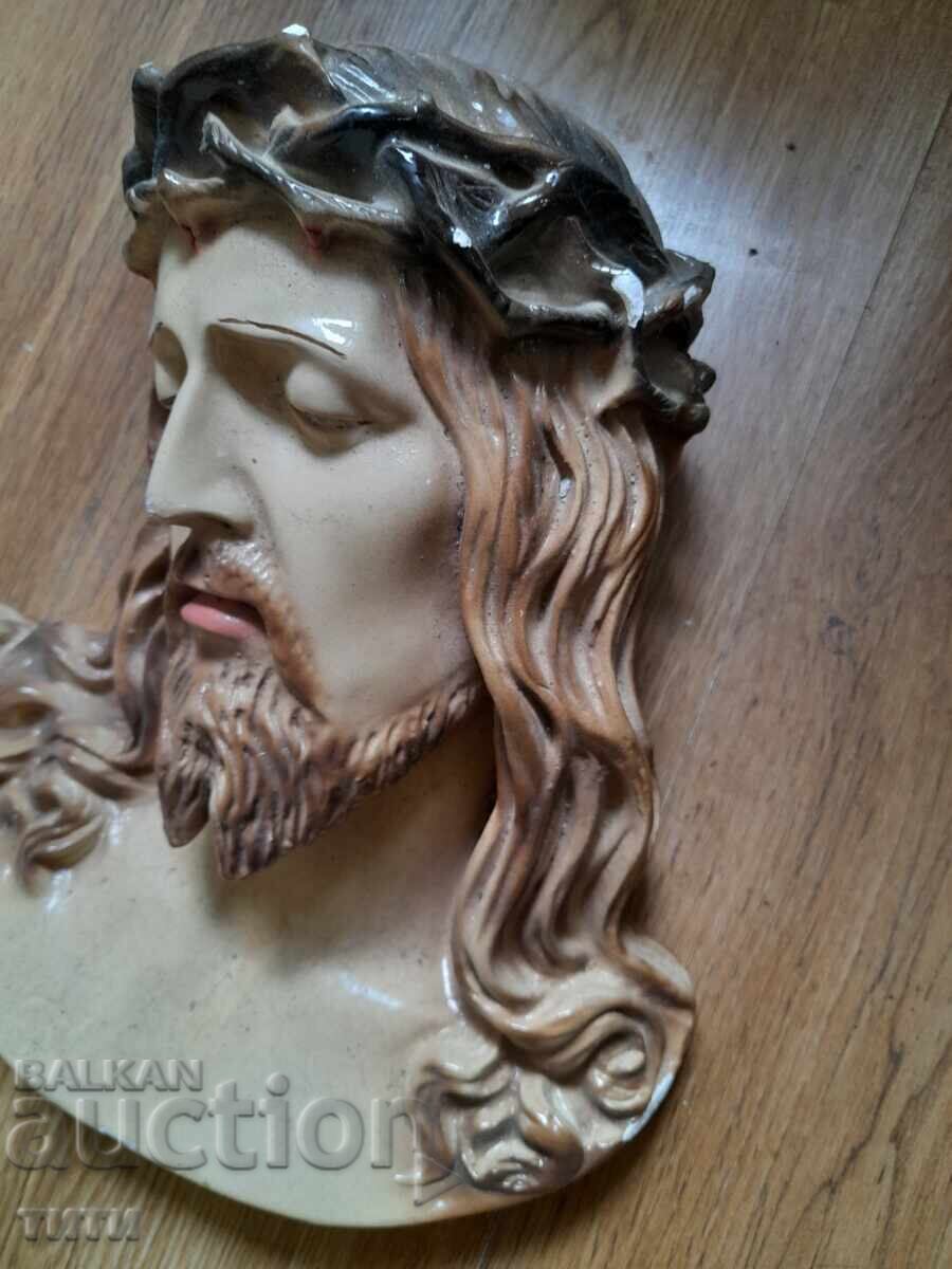 Porțelan vechi cap Isus Hristos cu coroană de spini 26x24cm cu preț € 85.00 | 166.25 BGN Porțelan vechi cap Isus Hristos cu coroană de spini 26x24cm cu preț € 85.00 | 166.25 BGN