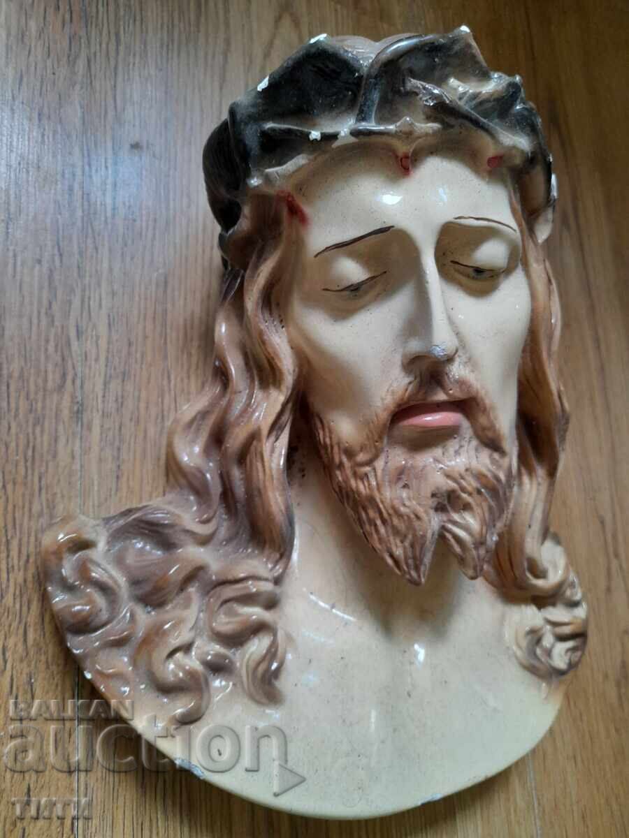 Licitație Porțelan vechi cap Isus Hristos cu coroană de spini 26x24cm Licitație Porțelan vechi cap Isus Hristos cu coroană de spini 26x24cm