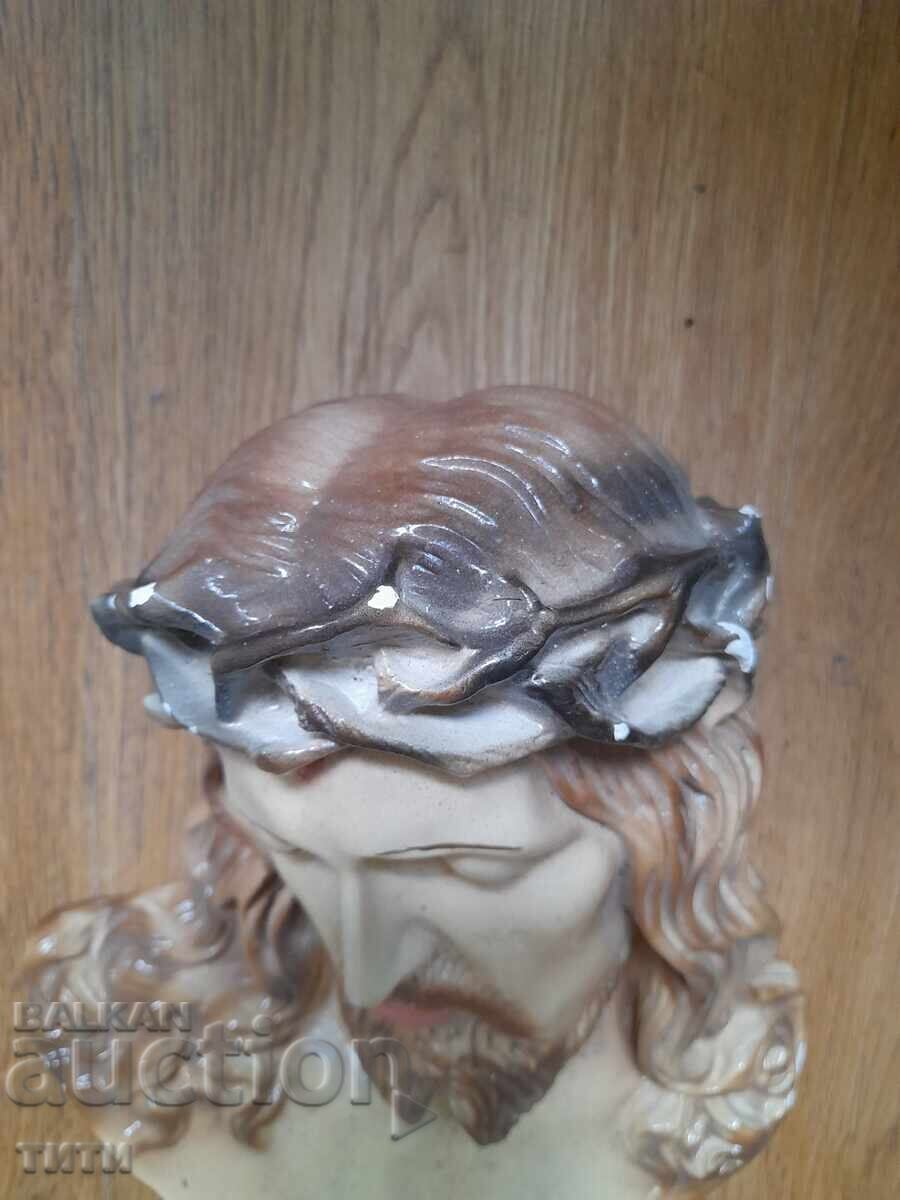 Livrarea Porțelan vechi cap Isus Hristos cu coroană de spini 26x24cm Livrarea Porțelan vechi cap Isus Hristos cu coroană de spini 26x24cm