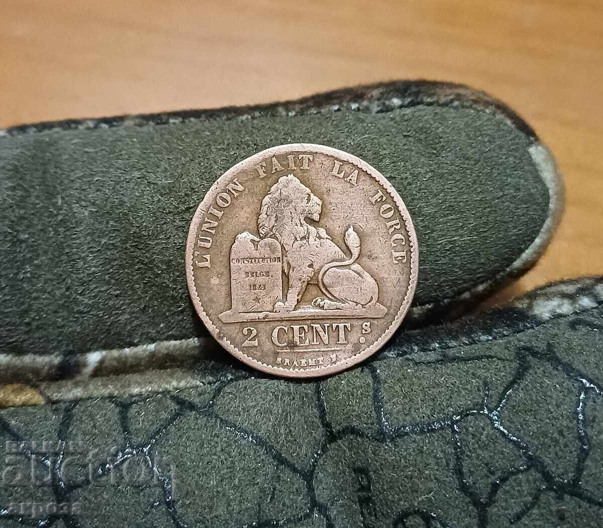 2 цента Белгия 1873