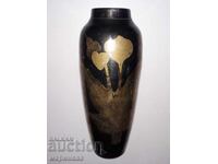 OLD VASE. BRASS. SILVER PLATING, GOLD PLATING