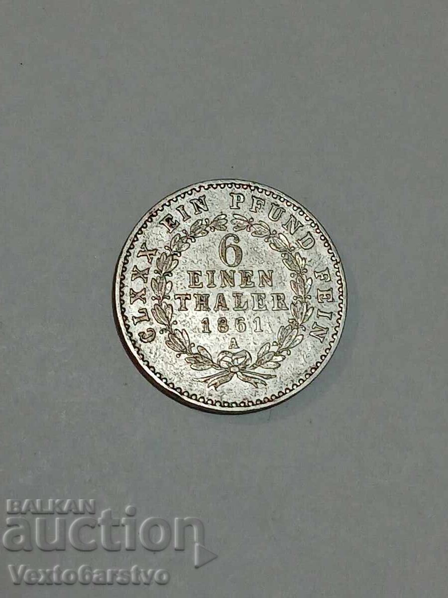 Аукцион МОНЕТА-ГЕРМАНИЯ-1/6та талер. 1861г. Аукцион МОНЕТА-ГЕРМАНИЯ-1/6та талер. 1861г.