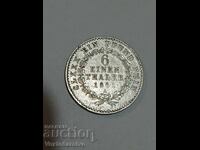МОНЕТА-ГЕРМАНИЯ-1/6та талер. 1861г.