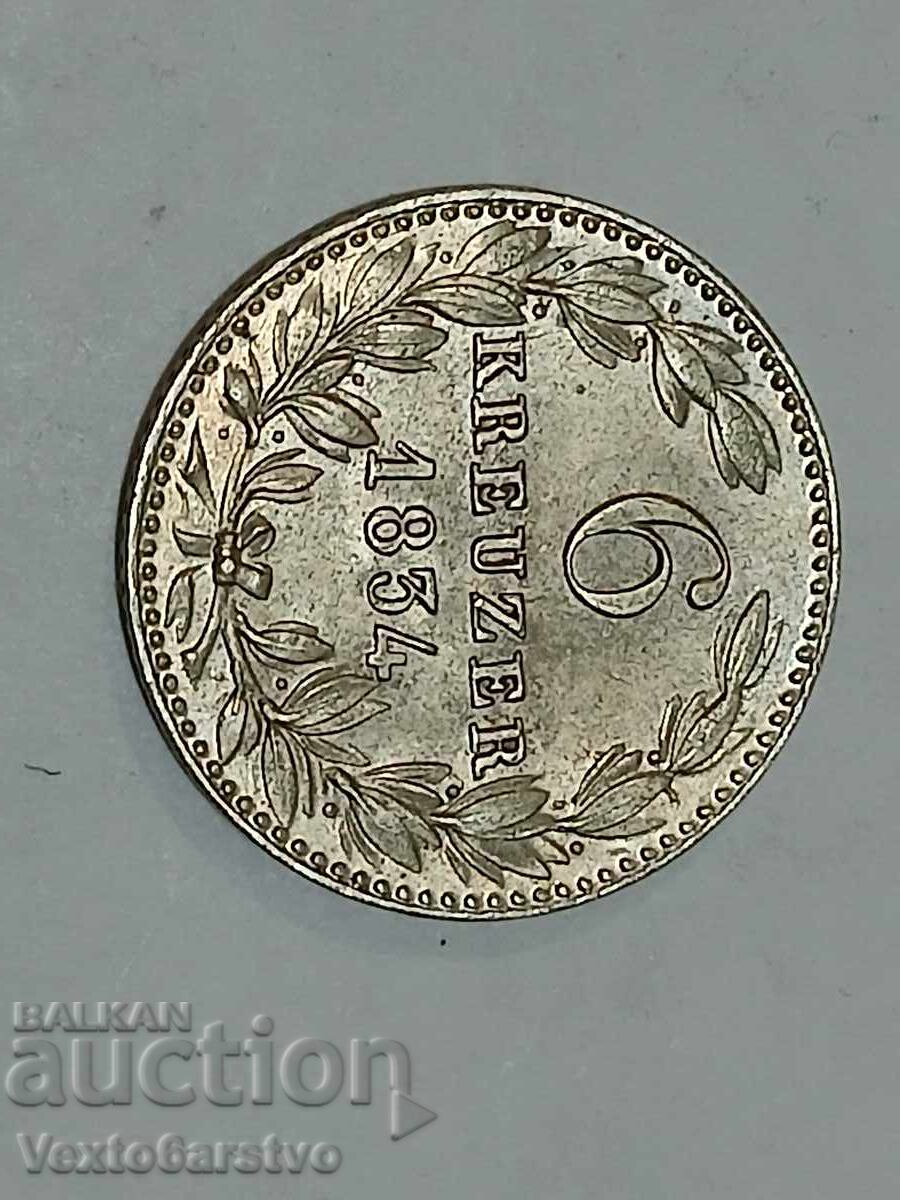 Аукцион МОНЕТА-ГЕРМАНИЯ-6 кройцера. 1834г. Аукцион МОНЕТА-ГЕРМАНИЯ-6 кройцера. 1834г.