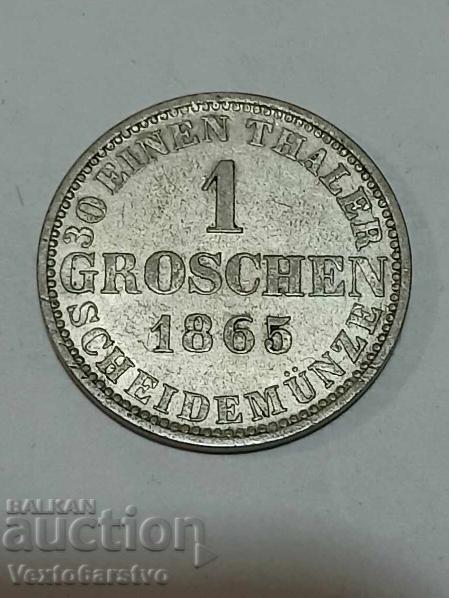 МОНЕТА-ГЕРМАНИЯ-1 сребърен грош 1865г. МОНЕТА-ГЕРМАНИЯ-1 сребърен грош 1865г.