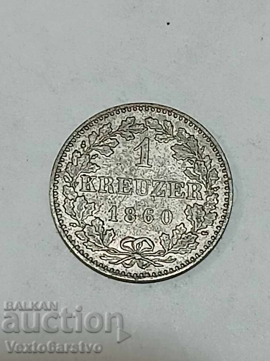 МОНЕТА-ГЕРМАНИЯ-1 кройцер-Сребро-1840г. МОНЕТА-ГЕРМАНИЯ-1 кройцер-Сребро-1840г.