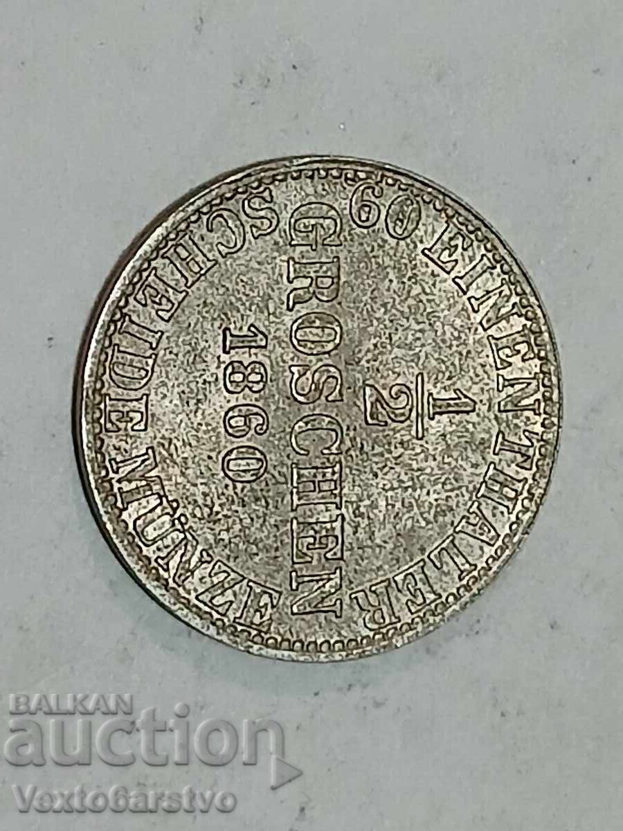 Аукцион МОНЕТА-ГЕРМАНИЯ-1 /2 ра сребърен грош-1860г. Аукцион МОНЕТА-ГЕРМАНИЯ-1 /2 ра сребърен грош-1860г.
