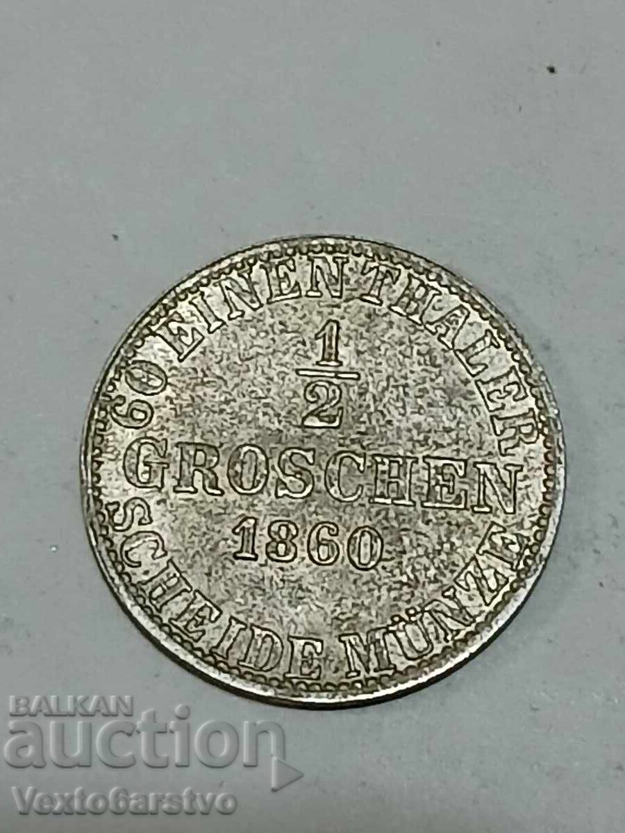 МОНЕТА-ГЕРМАНИЯ-1 /2 ра сребърен грош-1860г. МОНЕТА-ГЕРМАНИЯ-1 /2 ра сребърен грош-1860г.