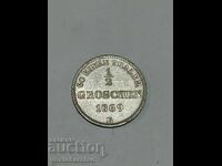 МОНЕТА-ГЕРМАНИЯ-1 /2 ра сребърен грош-1869г.