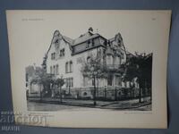 1900 Виена архитектурна литография на жилищна сграда къща
