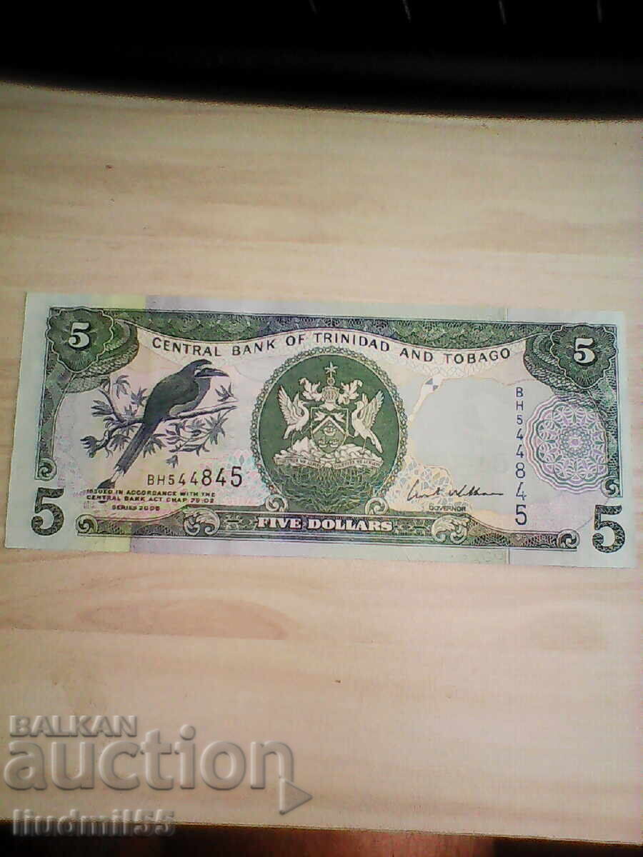 TRINIDAD AND TOBAGO 5 dollars 2002 UNC