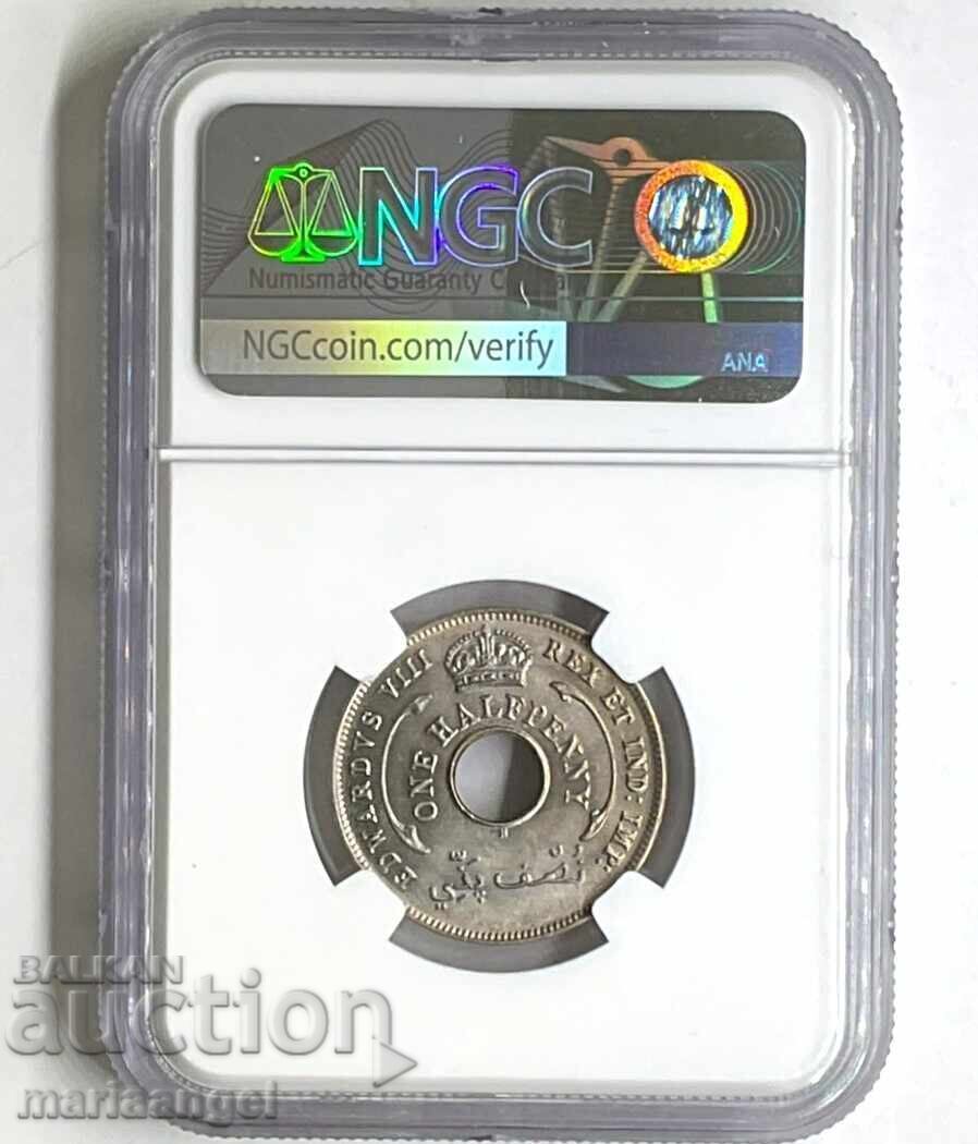 1/2 πένα 1936 Βρετανική Δυτική Αφρική NGC MS64 1/2 πένα 1936 Βρετανική Δυτική Αφρική NGC MS64