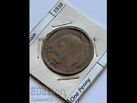 1 penny 1938 Marea Britanie