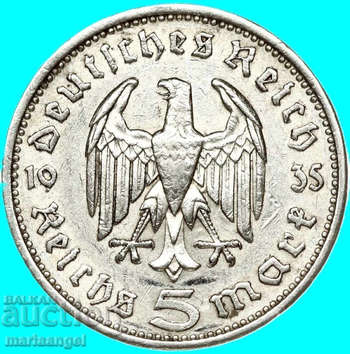 5 mărci 1935 Germania Al Treilea Reich argint - 5 5 mărci 1935 Germania Al Treilea Reich argint - 5