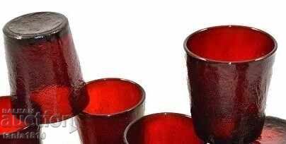 6 pahare vintage Arcoroc France Sierra de culoare roșu rubiniu intens - 5