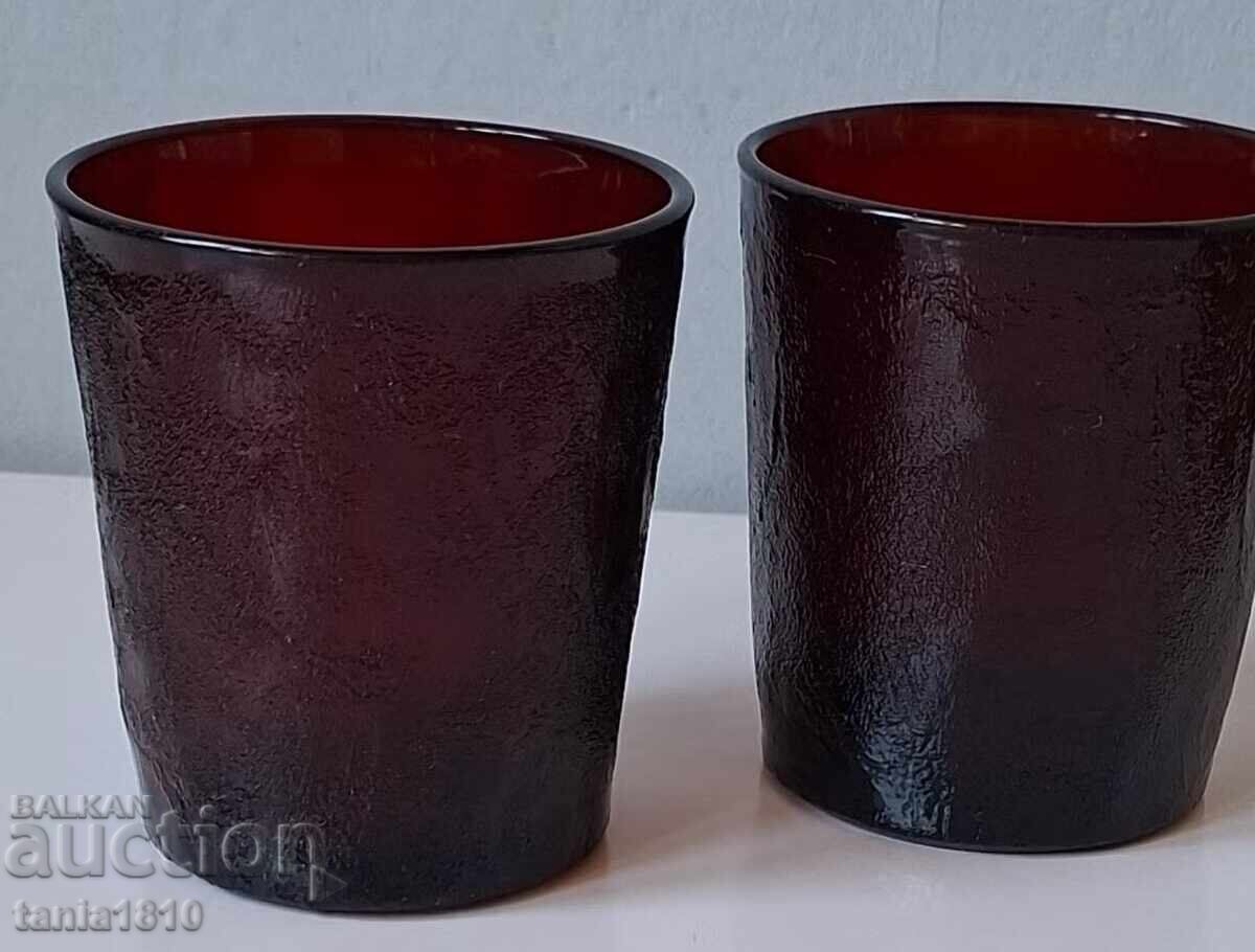 6 pahare vintage Arcoroc France Sierra de culoare roșu rubiniu intens - 6