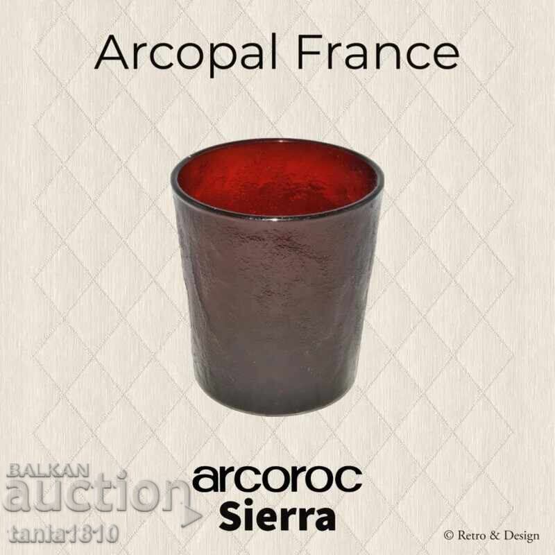 6 pahare vintage Arcoroc France Sierra de culoare roșu rubiniu intens