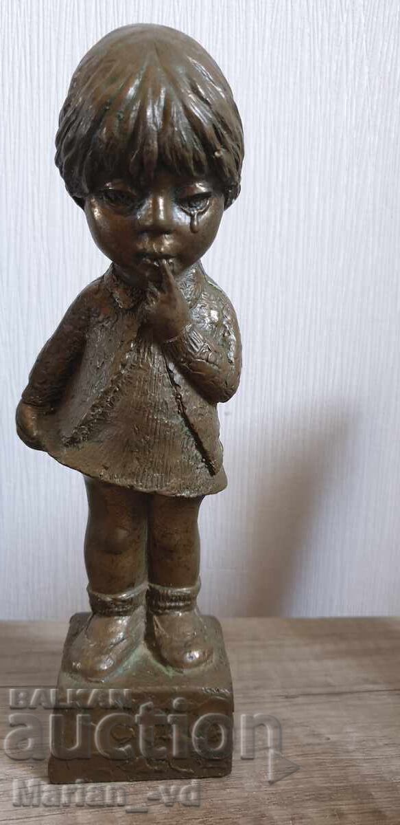 Auction Bronze resin sculptures of a little girl and boy Auction Bronze resin sculptures of a little girl and boy
