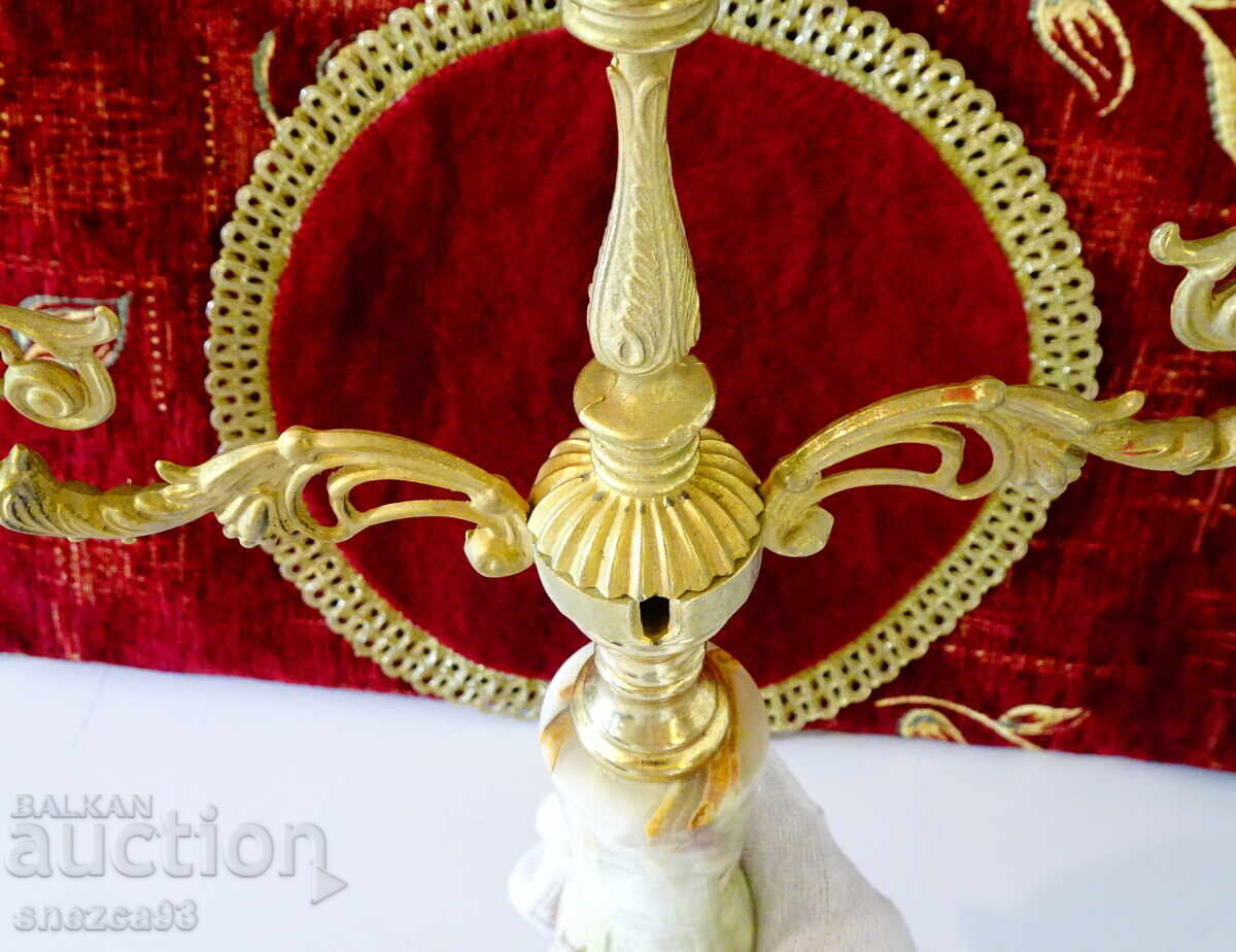 Auction Triple candelabra, bronze, onyx, gilding, Baroque, Louis XV Auction Triple candelabra, bronze, onyx, gilding, Baroque, Louis XV