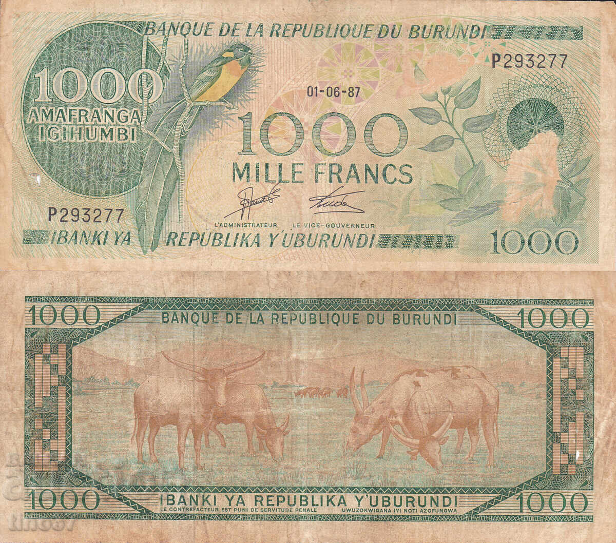 tino37- BURUNDI - 1000 FRANCS - 1987
