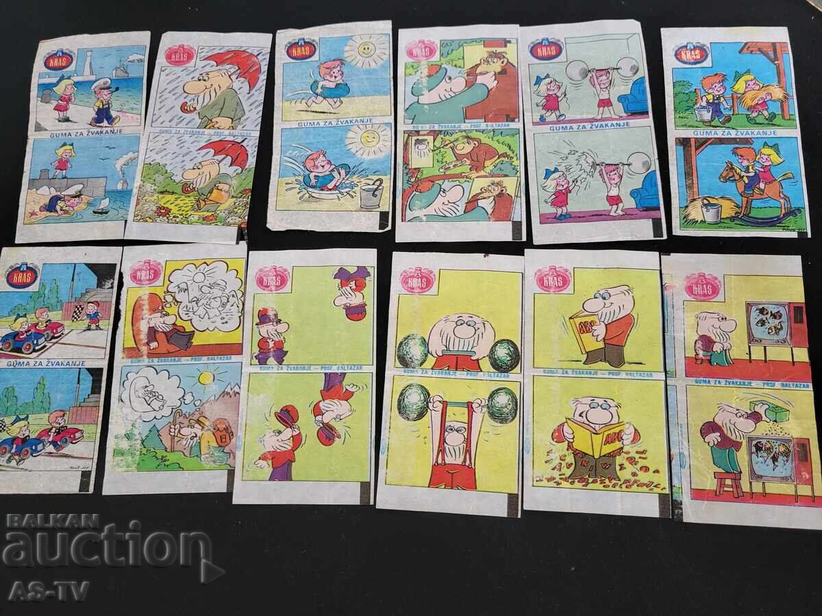 Collection of Kras chewing gum stickers