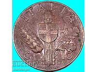 10 чентесими 1937 Италия Виктор Емануел III бронз
