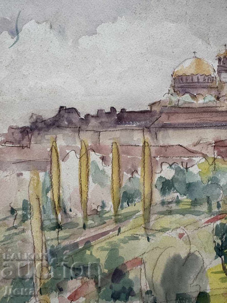 Masterful watercolor 1963 with price € 19.00 | 37.16 BGN
