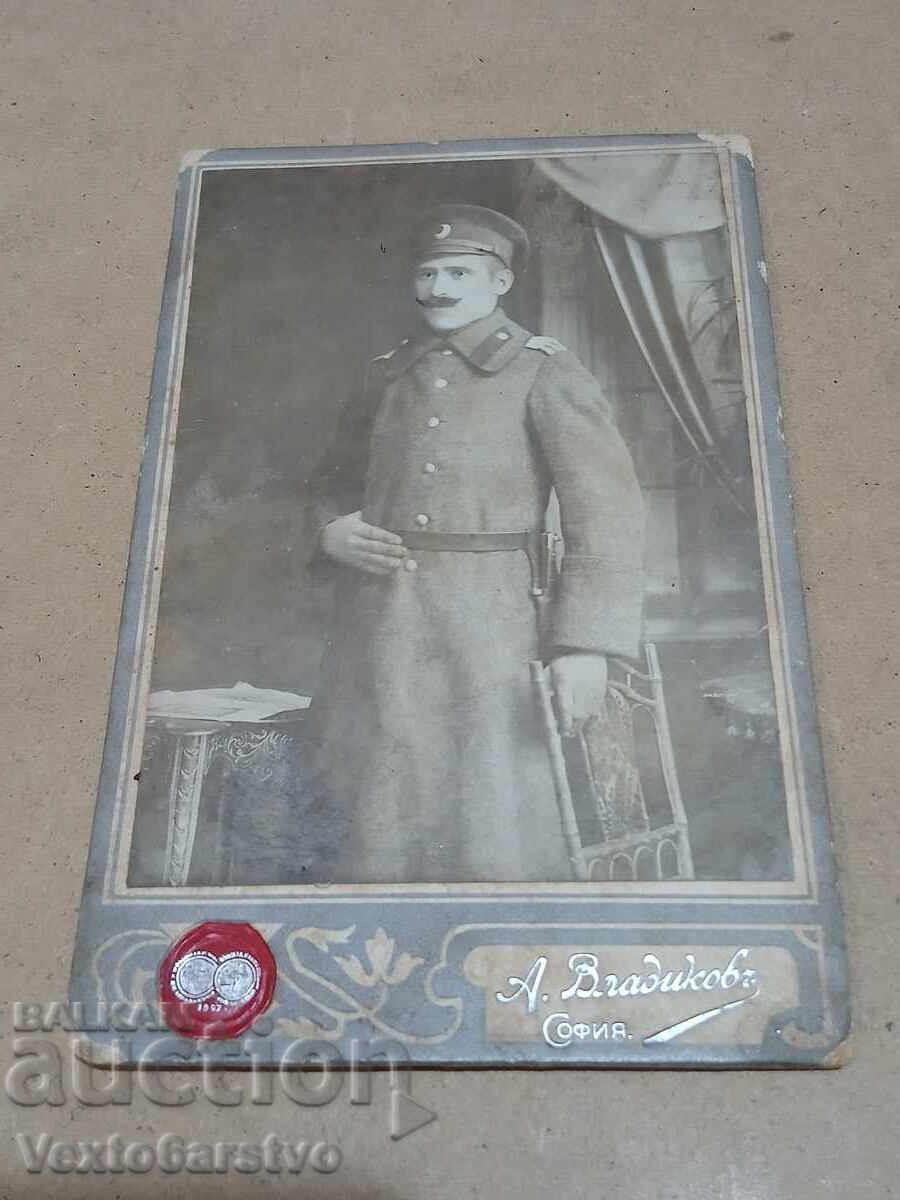 Fotografie-Poză veche-Carton-MILITAR