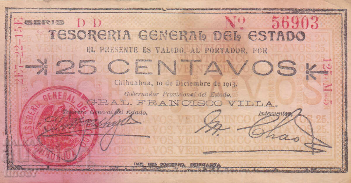 tino37- MEXIC - 25 CENTAVOS - 1913 cu preț € 4.80 | 9.39 BGN