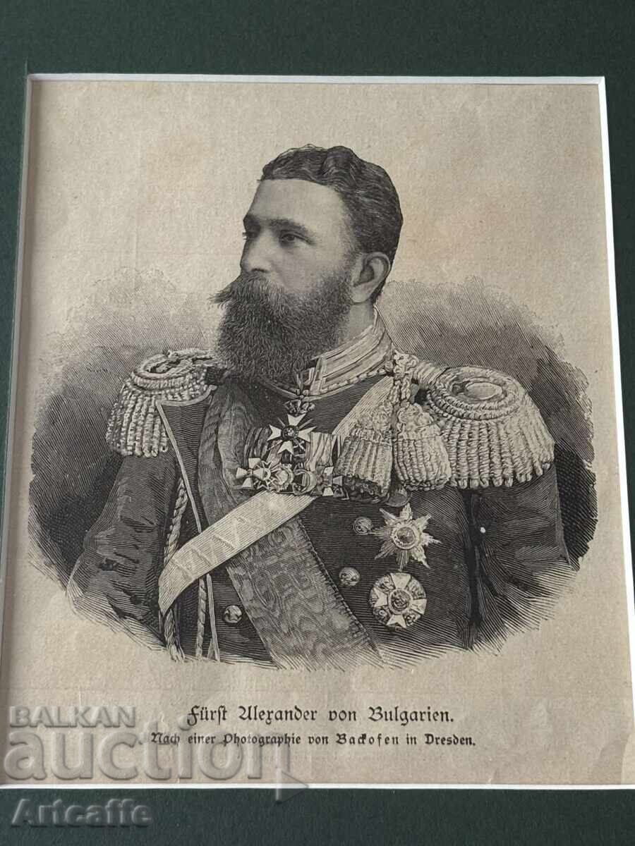 Auction  Alexander Battenberg-1886 wood engraving, framed