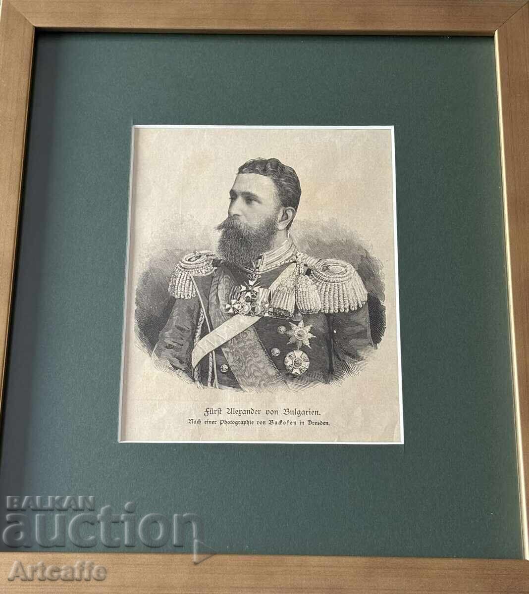 Alexander Battenberg-1886 wood engraving, framed