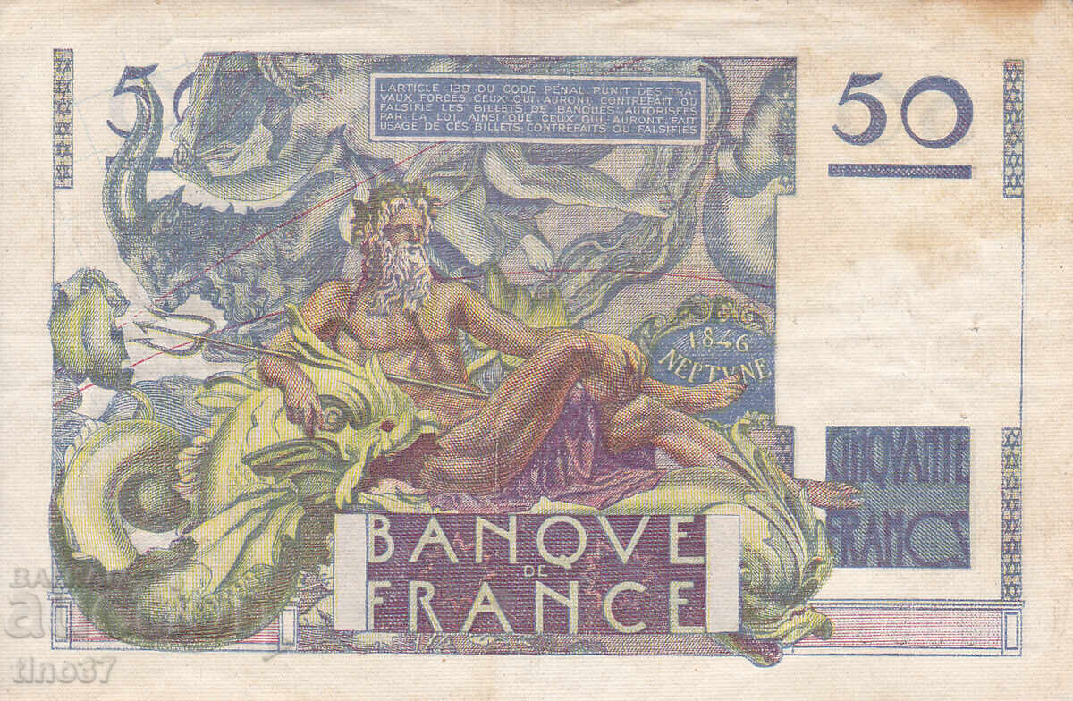 Licitație tino37 - FRANȚA - 50 FRANCI - 1946 - VF Licitație tino37 - FRANȚA - 50 FRANCI - 1946 - VF