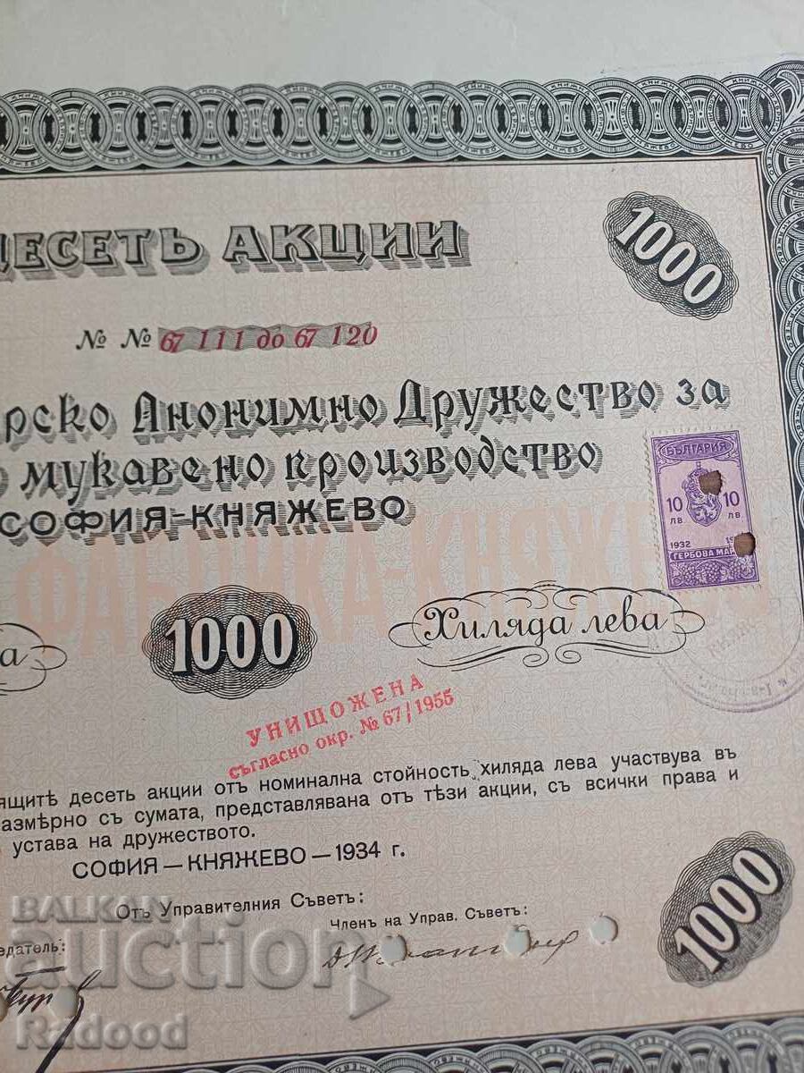 Auction  Ten Shares Sofia-Knyazhevo 1934