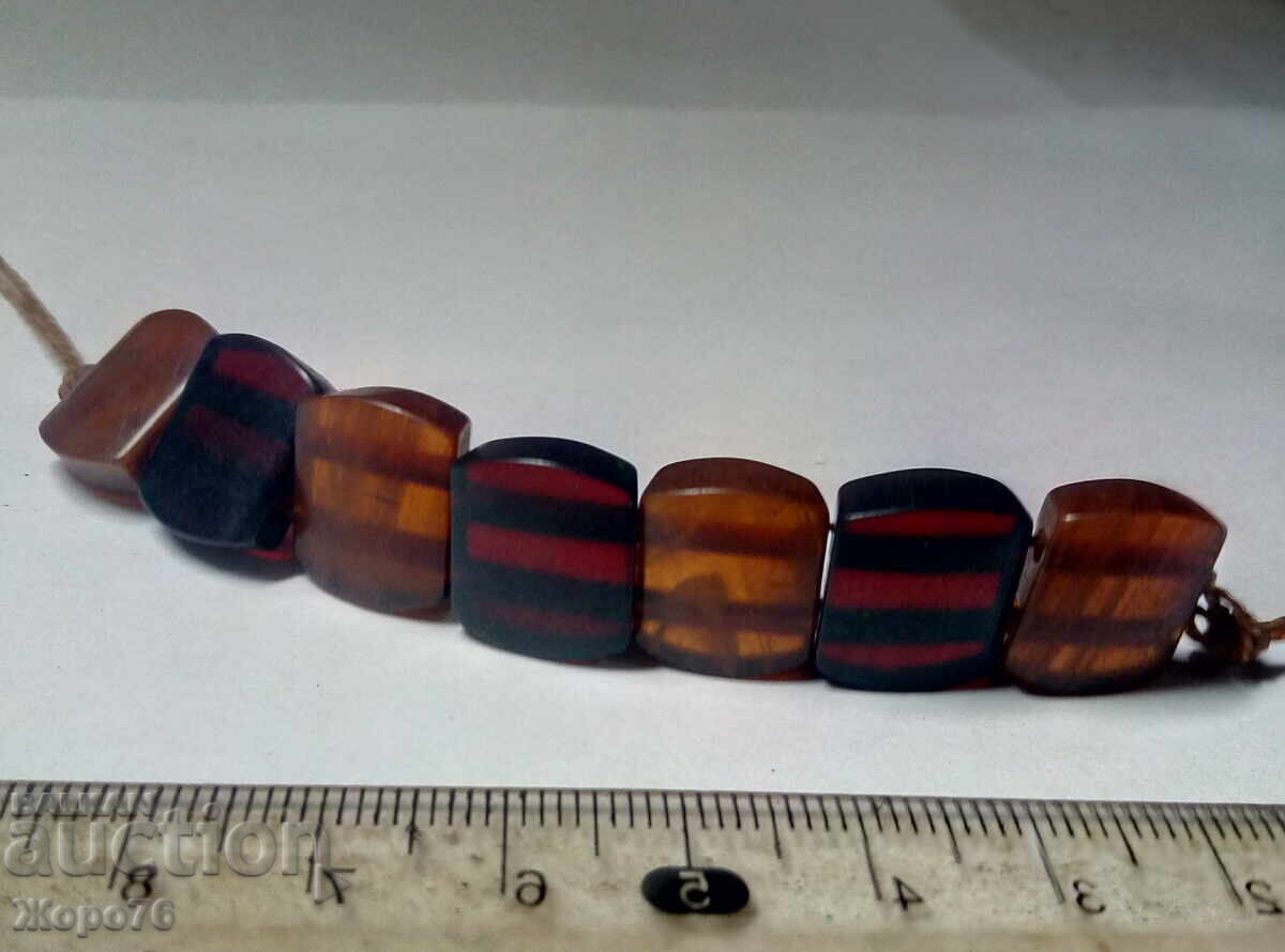 Old BRACELET 100% Natural RED AMBER and COGNAC with DAMAR