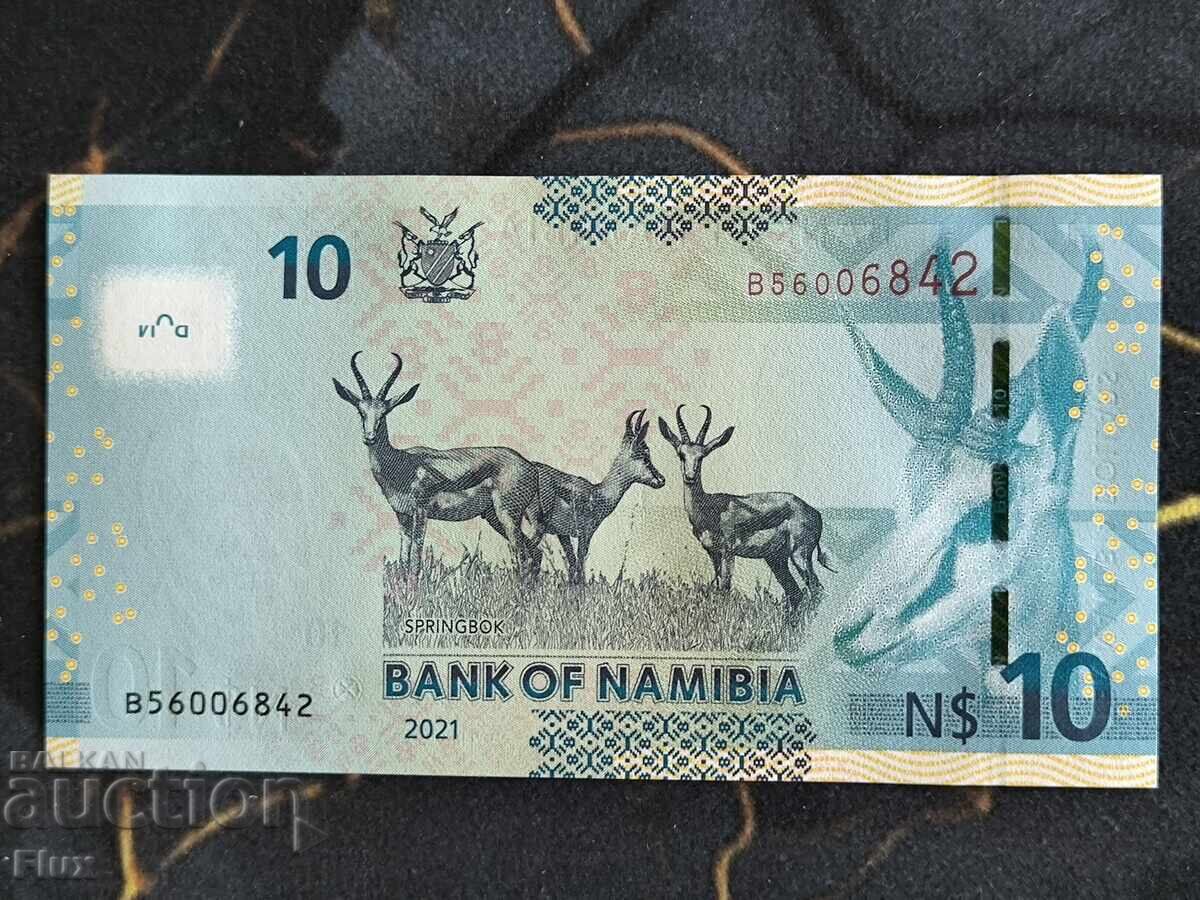 Bancnota - Namibia - 10 dolari UNC | 2021 cu preț € 4.50 | 8.80 BGN