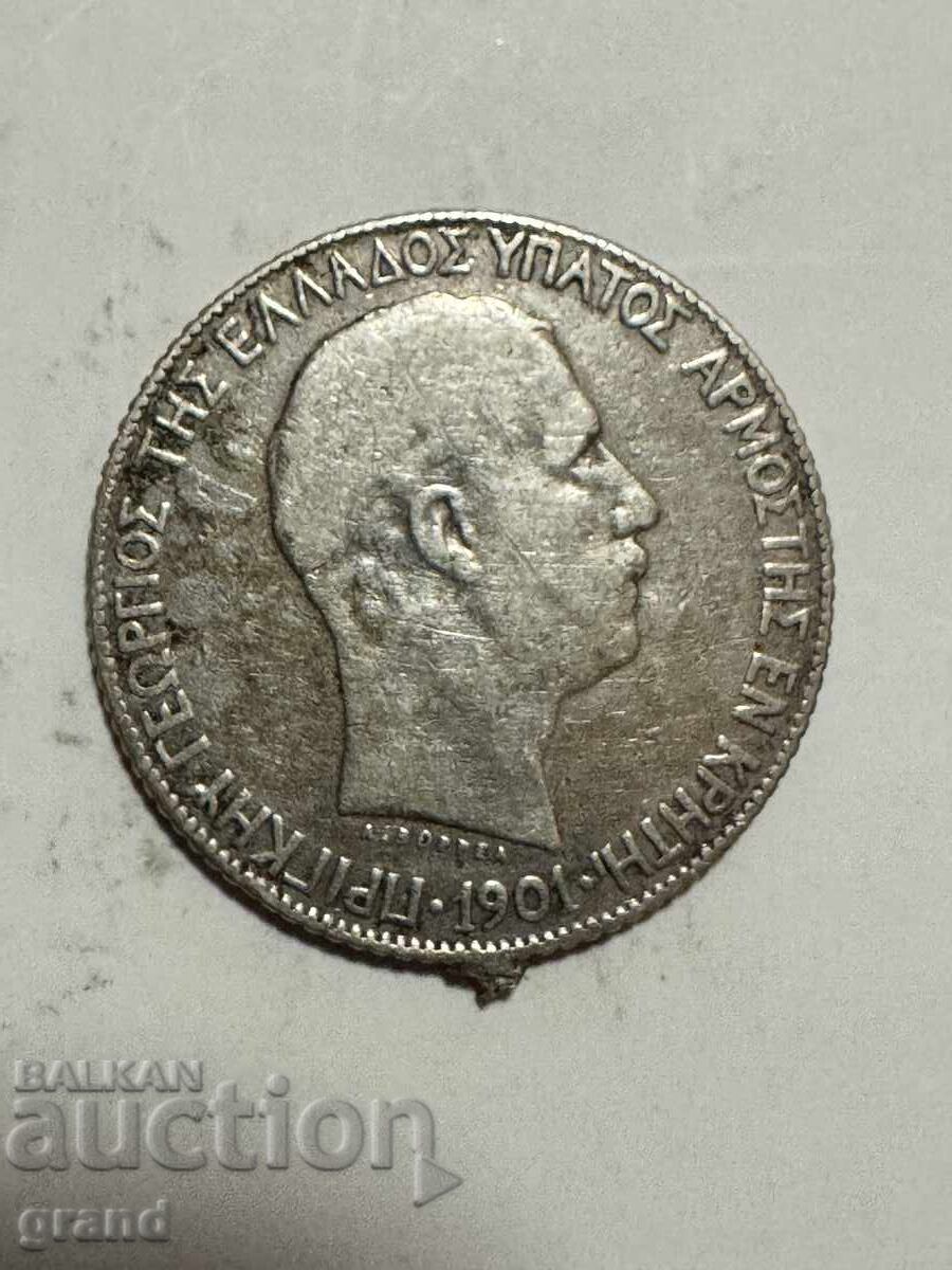 1 drachma 1901, Greece, Crete silver