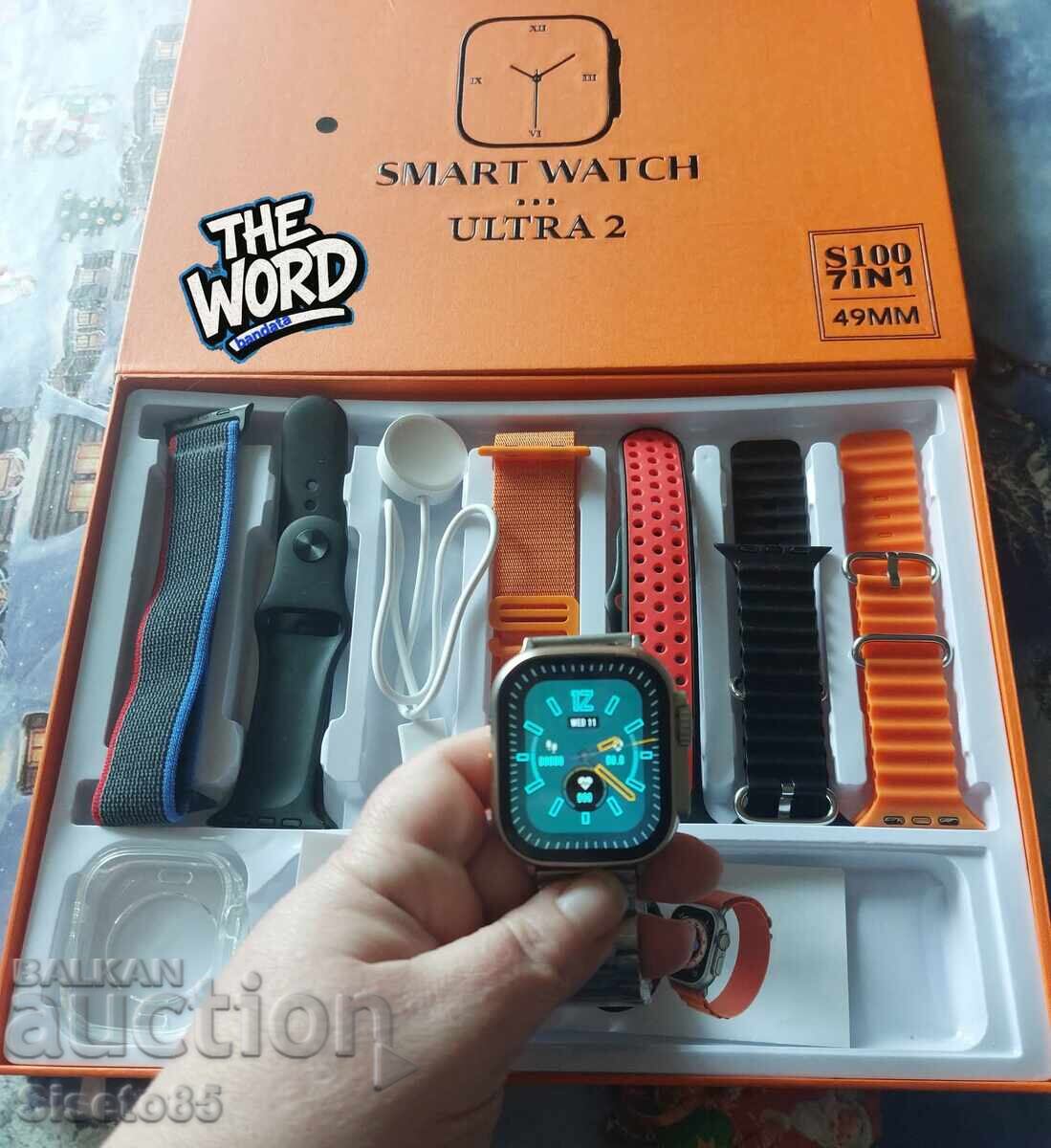 Смарт часовник 2023 New smart watch S100 ultra 7 in 1 strap с цена € 16.00 | 31.29 лв.