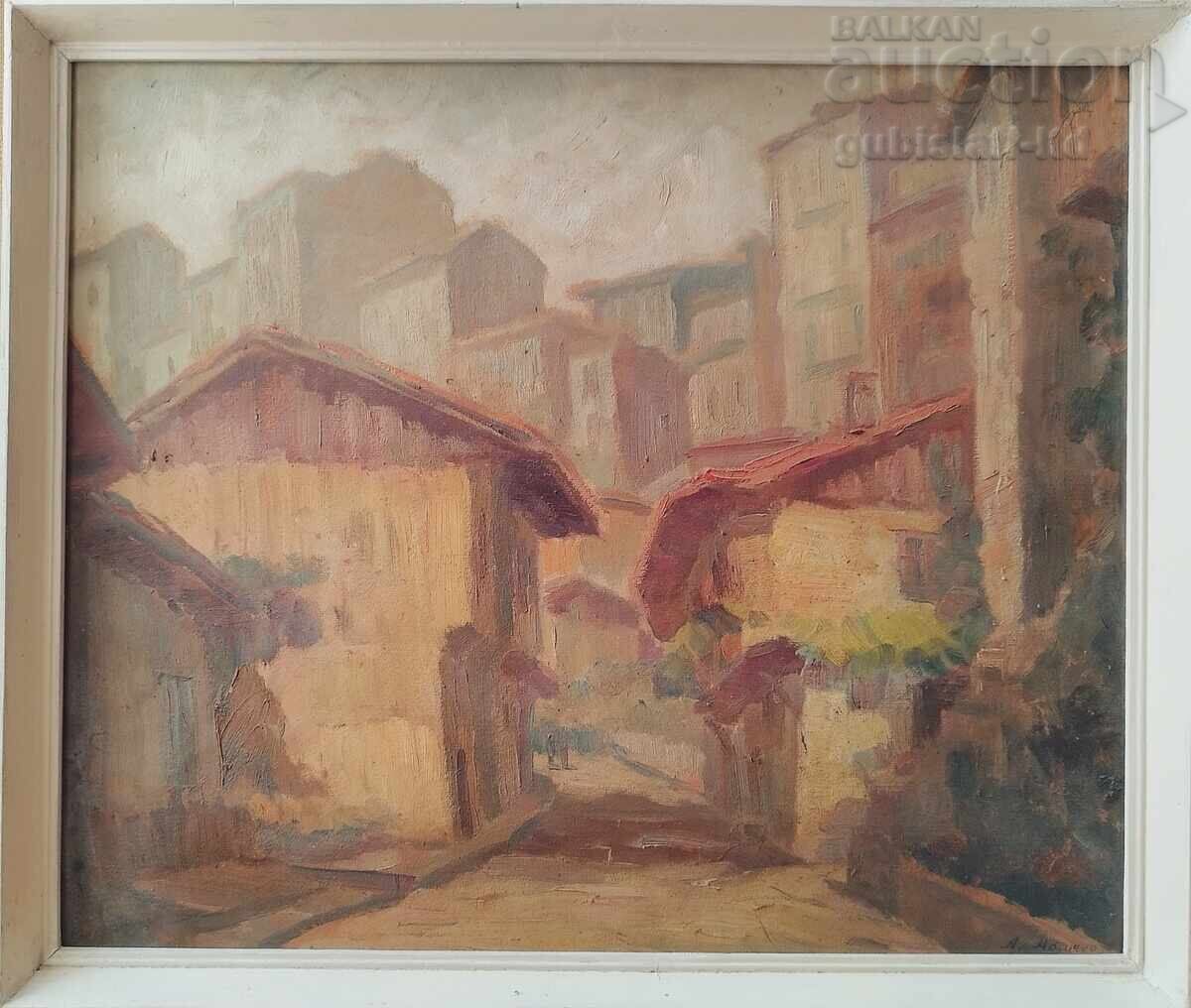 Painting "V. Tarnovo-Gurko Street", artist Asen Momchev (1906-1994)