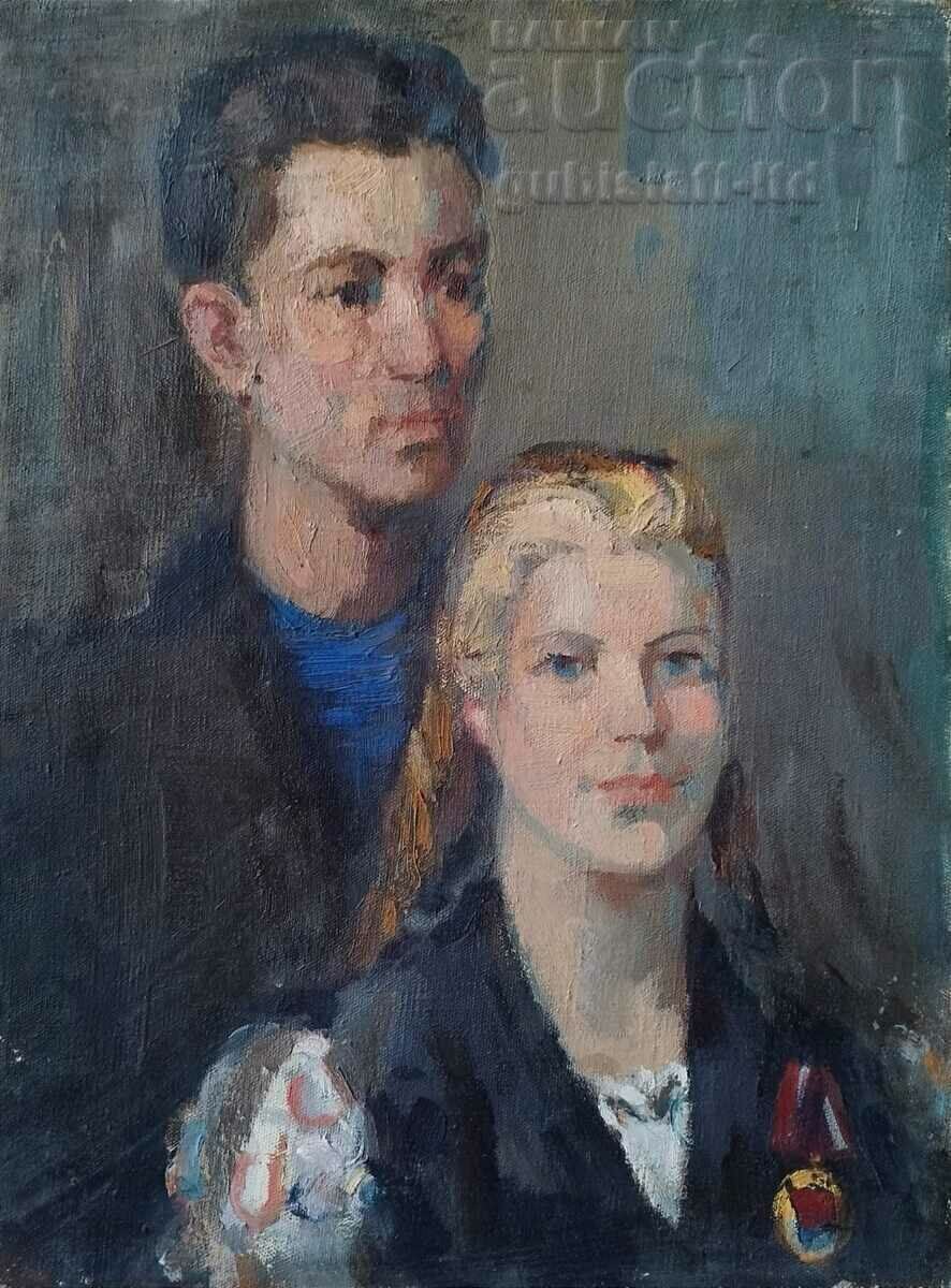 Картина, бригадири, орден, худ. Д. Македонски (1914-1993)